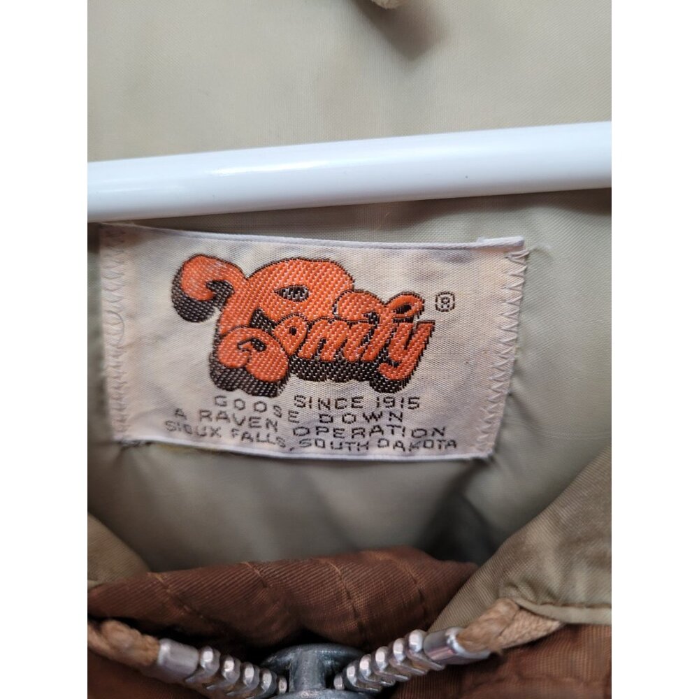 True Vintage Comfy Goose Down Jacket Coat Men XL “Fur” Collar Puffer USA 70s 60s - Picture 11 of 16